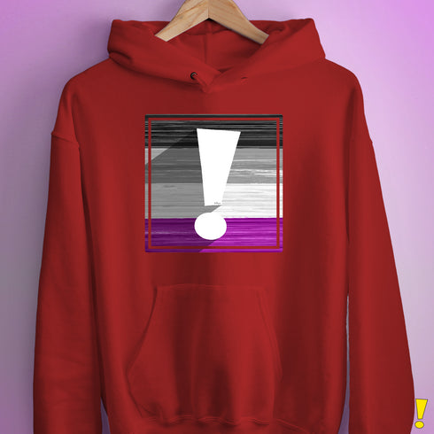 Asexual Pride Flag Exclamation Point Hoodie - Red
